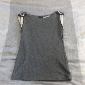 Grey tank with embellished shoulder detail